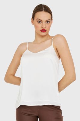 Top Básico Tipo Satín Blanco Nicopoly