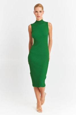 Imagen 2 del producto Vestido Acanalado Cuello Alto Verde Nicopoly