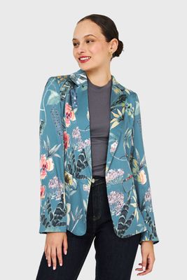 Blazer Floreado Celeste Nicopoly