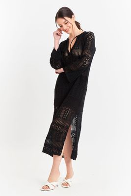 Vestido Largo Tejido Negro Nicopoly