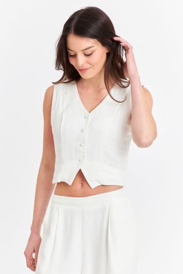 Gilet Mezcla Lino Blanco Nicopoly