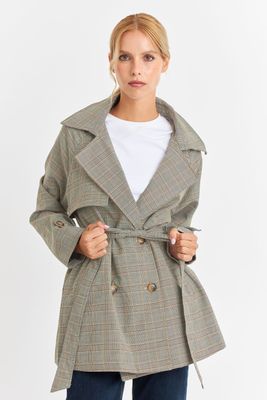 Trench Príncipe De Gales Lazo Gris Nicopoly