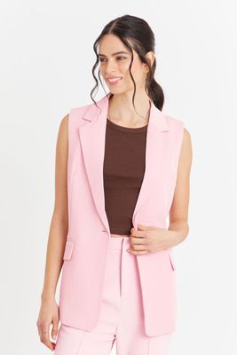 Blazer Sin Mangas Bolsillos Rosado Nicopoly