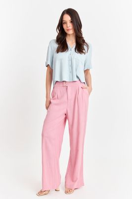 Imagen 2 del producto Camisa Básica Tipo Lino Celeste Nicopoly