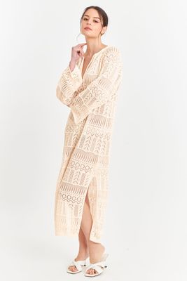 Imagen 2 del producto Vestido Largo Tejido Beige Nicopoly