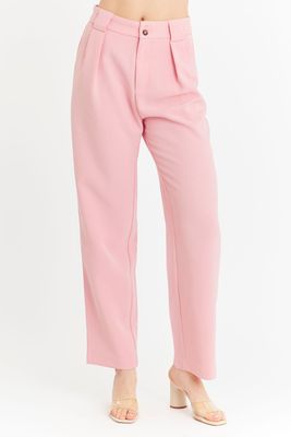 Pantalón Con Pinzas Recto Rosado Nicopoly