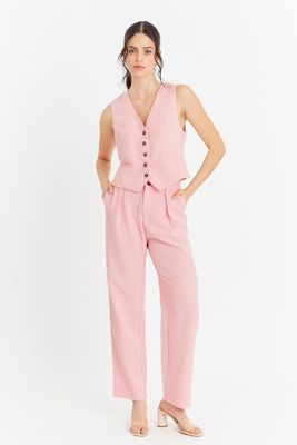 Imagen 2 del producto Pantalón Con Pinzas Recto Rosado Nicopoly