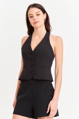 Gilet Halter Espalda Descubierta Negro Nicopoly