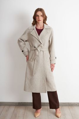 Imagen 2 del producto Abrigo con Solapa y Cinturón Beige Nicopoly