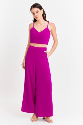 Imagen 2 del producto Pantalón Palazzo Tajos Magenta Nicopoly