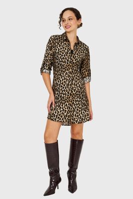 Imagen 2 del producto Vestido Tipo Camisero Leopard Café Nicopoly