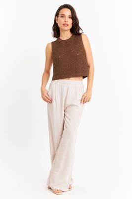 Imagen 2 del producto Polera Sin Mangas Tipo Crochet Café Nicopoly