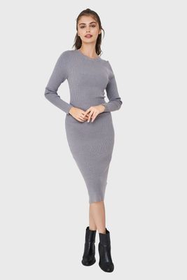 Imagen 2 del producto Vestido Acanalado Manga Larga Gris Nicopoly