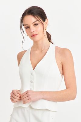 Gilet Halter Espalda Descubierta Blanco Nicopoly