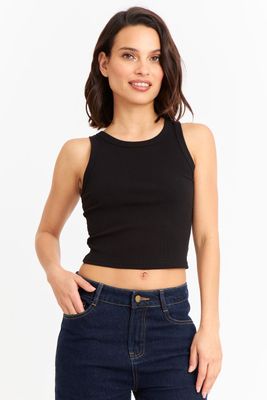 Top Sin Mangas Acanalado Negro Nicopoly