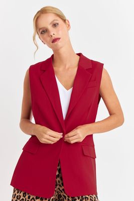 Blazer Sin Mangas Bolsillos Burdeos Nicopoly