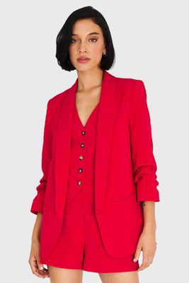 Blazer De Tope Manga 3/4 Recogida Rojo Nicopoly