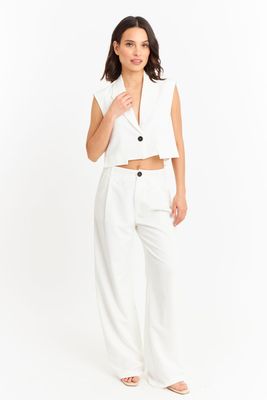 Imagen 2 del producto Gilet Crop con Solapa Blanco Nicopoly