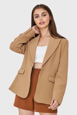Blazer Bolsillos Con Solapas Khaki Nicopoly