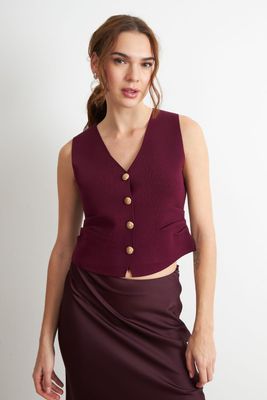 Gilet con Drapeado Lateral Burdeo Nicopoly