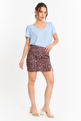 Imagen 2 del producto Blusa Cuello V Tipo Gasa Celeste Nicopoly