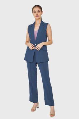 Imagen 2 del producto Blazer Sin Mangas Botón Azul Acero Nicopoly