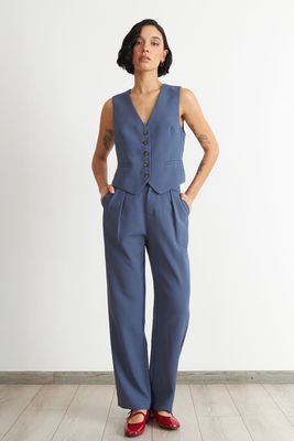 Imagen 2 del producto Pantalón Recto Con Pinza Azul Nicopoly