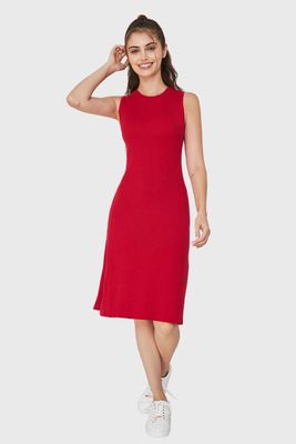 Imagen 2 del producto Vestido Midi Acanalado Rojo Nicopoly