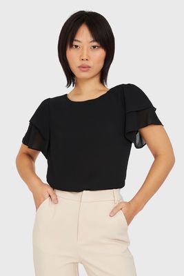 Blusa Mangas Vuelos Negro Nicopoly