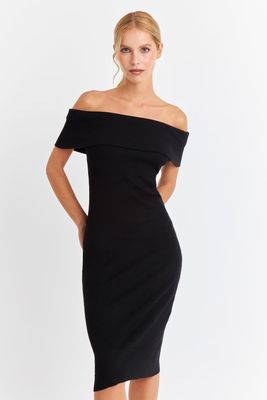 Vestido Acanalado Off The Shoulder Negro Nicopoly