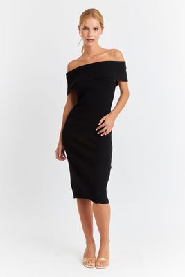 Imagen 2 del producto Vestido Acanalado Off The Shoulder Negro Nicopoly