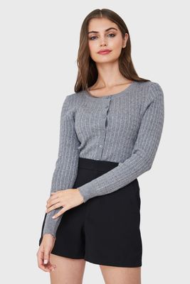 Cárdigan Punto Fino Cadenetas Gris Nicopoly