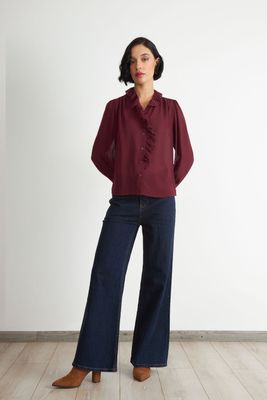 Imagen 2 del producto Blusa Corbatín y Vuelos Burdeo Nicopoly