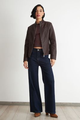 Imagen 2 del producto Chaqueta Ecocuero Acolchado Cuello Mao Café Nicopoly