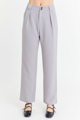 Pantalón Básico Pierna Ancha Gris Nicopoly