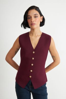 Imagen 1 del producto Gilet Largo con Botones Burdeo Nicopoly