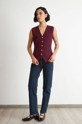 Imagen 2 del producto Gilet Largo con Botones Burdeo Nicopoly