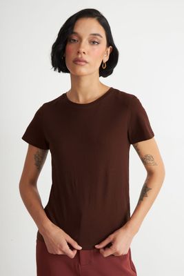 Polera Básica Cuello Redondo Café Nicopoly