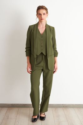 Imagen 2 del producto Blazer Manga 3/4 Ajustado con Solapas Oliva Nicopoly