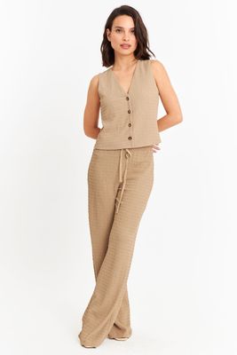Imagen 2 del producto Pantalón Tipo Crepé Ajustable Khaki Nicopoly