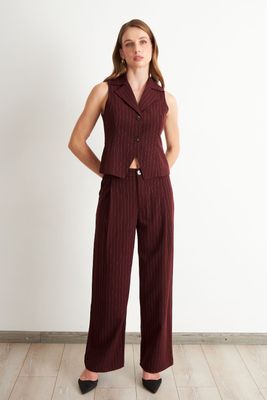 Imagen 2 del producto Pantalón de Pierna Recta Raya Diplomática Burdeo Nicopoly