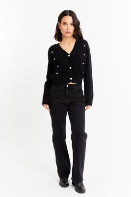 Imagen 2 del producto Cárdigan Crop Perlas Negro Nicopoly