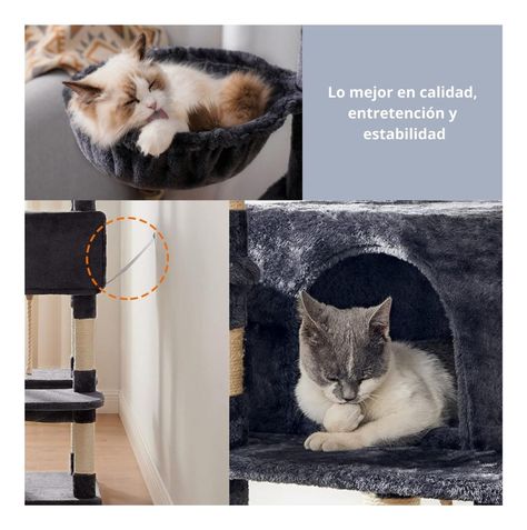Torre Arbol Rascador Gatos Terciopelo Con Casa Y Cuna-4