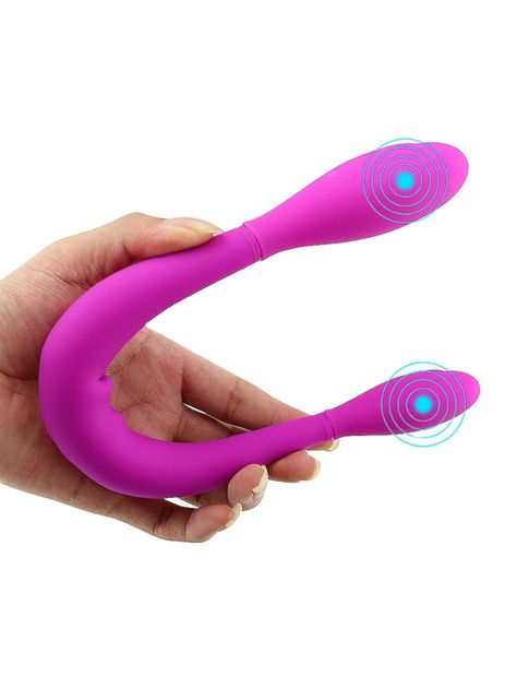 Vibrador de doble penetración, fabricado con silic-0