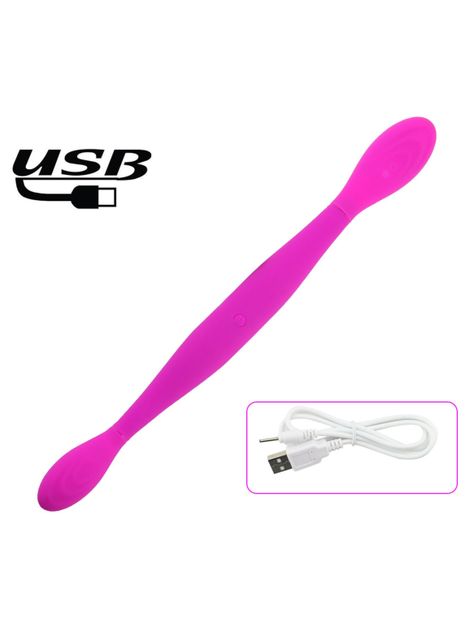 Vibrador de doble penetración, fabricado con silic-1
