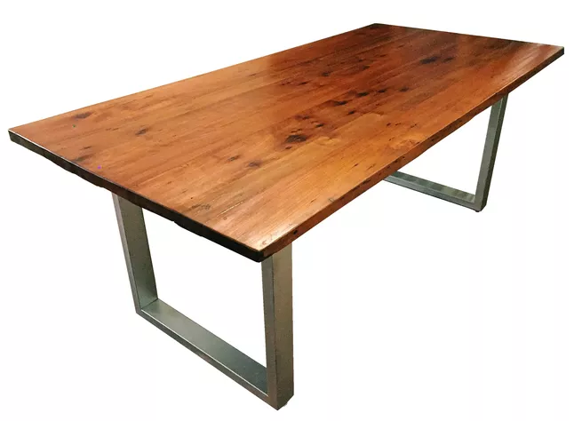 Mesa de Comedor Roble Fierro Cuadrado Metalizada 140 x 80 cm-0