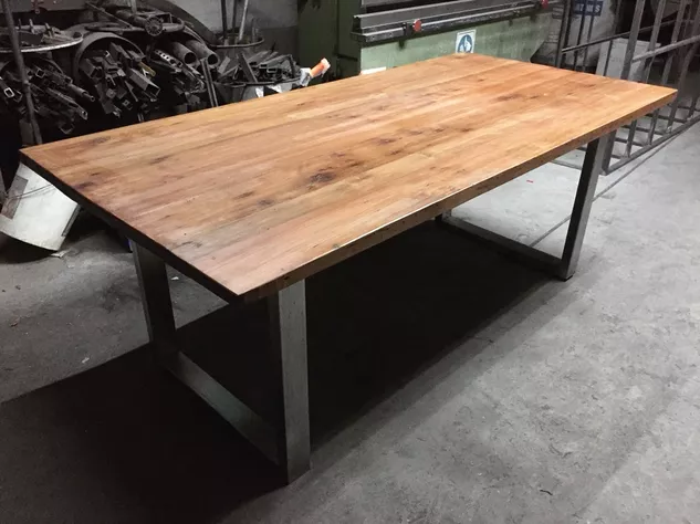 Mesa de Comedor Roble Fierro Cuadrado Metalizada 140 x 80 cm-2
