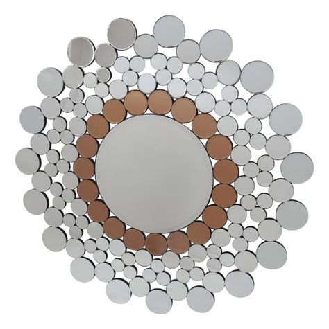 Espejo Pared Circular Decorativo Burbujas Oro Rosa Jhn-0