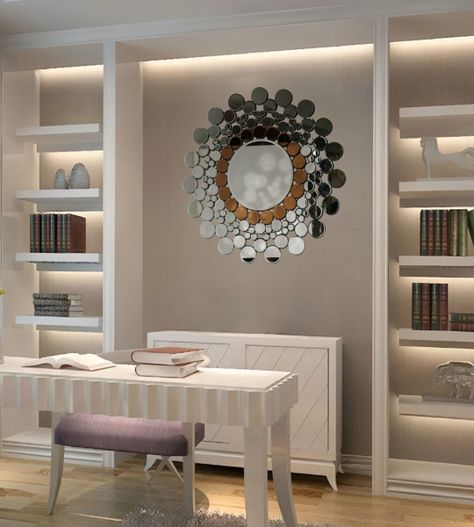 Espejo Pared Circular Decorativo Burbujas Oro Rosa Jhn-3