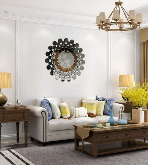 Espejo Pared Circular Decorativo Burbujas Oro Rosa Jhn-5